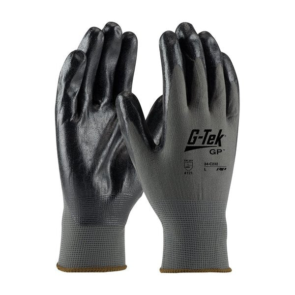 Foam Nitrile Coated Gloves, Palm Coverage, Gray, XS, 12PK