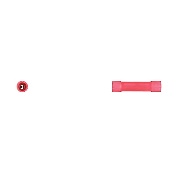 Red Vinyl Insul Butt Connector 22-18 Gauge Wire Rng PK100