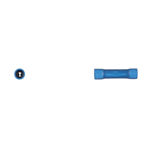 Blue Vinyl Insulated Butt Conn 16-14 Gauge Wire Rng PK50