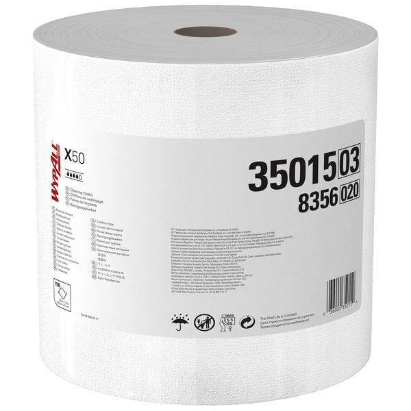 General Clean X50 Cleaning Cloths, Strong for Extended Use, Jumbo Roll, White, 1,100 Sheets / Roll