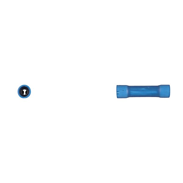 Blue Vinyl Insulated Butt Conn 16-14 Gauge Wire Rng PK100