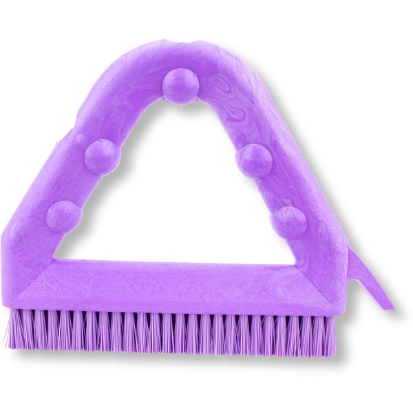 7 in W Tile and Grout Brush, Purple, Polypropylene