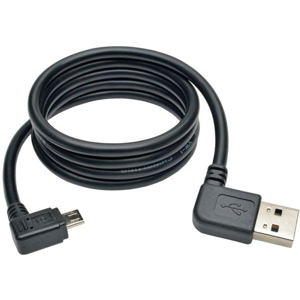 USB Reversible 2.0 Cable, RA, Micro, 3ft