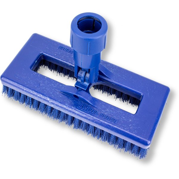3.5 in W Swivel Scrub Brush, Blue, Polypropylene