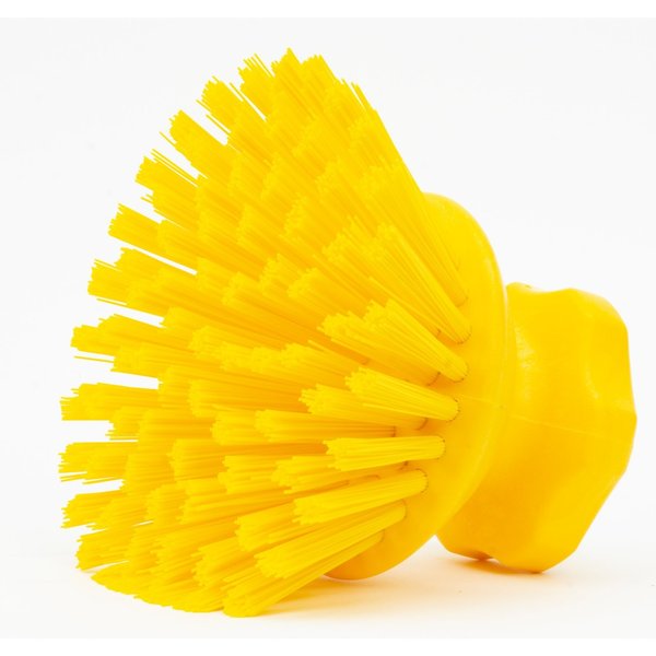 5 in W Round Scrub Brush, Yellow, Polypropylene