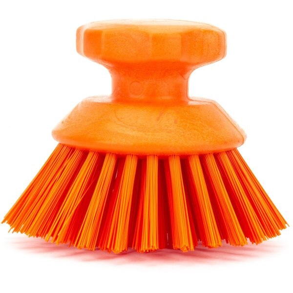 5 in W Round Scrub Brush, Orange, Polypropylene