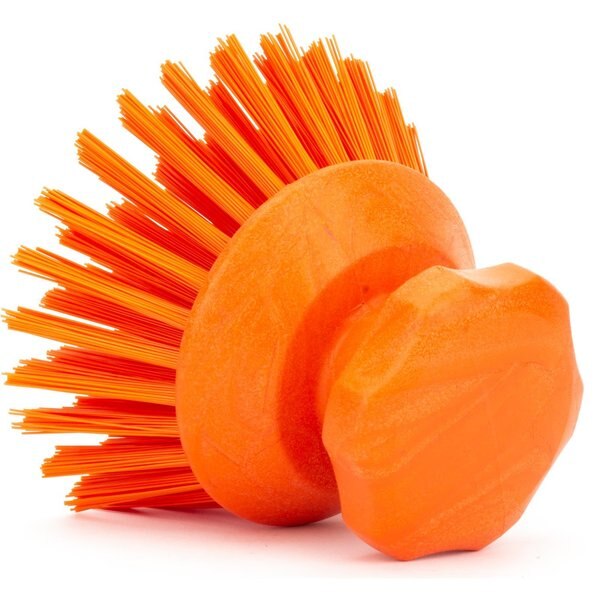 5 in W Round Scrub Brush, Orange, Polypropylene