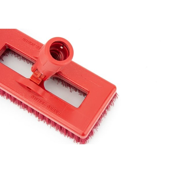 3.5 in W Swivel Scrub Brush, Red, Polypropylene