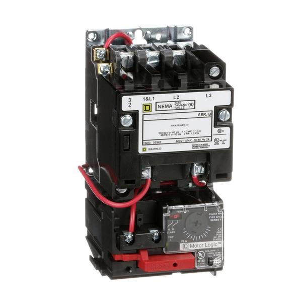 Non-Reversing Starter Size 00, 2-Pole, M, 3 Poles, 110 to 120V AC, Reversing: Non-Reversing