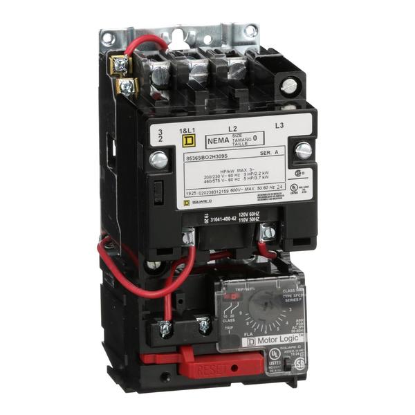Nonreversing magnetic starter, Size 0, 1