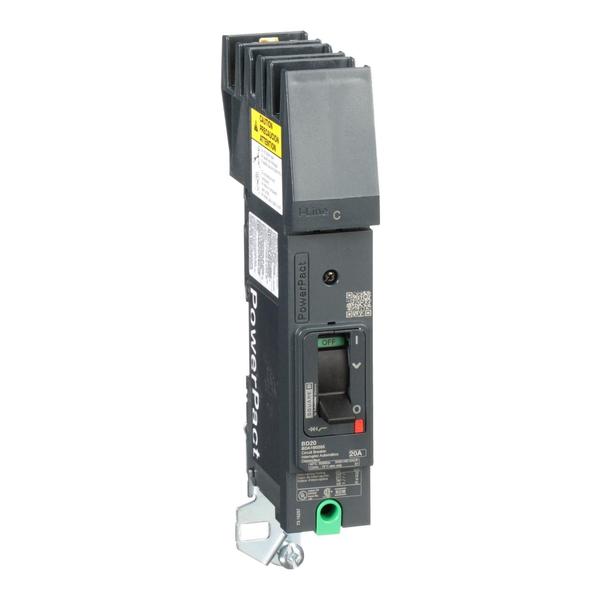 PowerPact B Circuit Breaker, 20A, 1P, 34, 20 A, 240V AC, 1 Pole, I-Line Mounting Style, BD 020 Series
