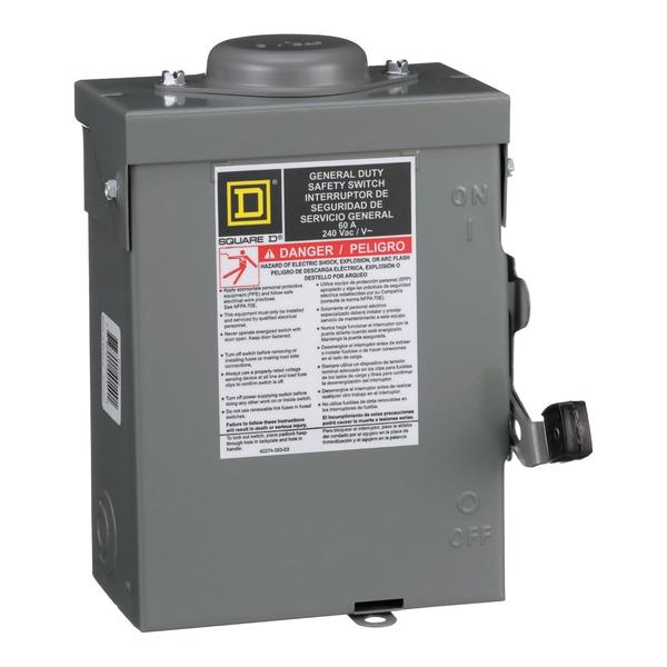 Nonfusible Single Throw Safety Switch, General Duty, 240V AC, 60 A