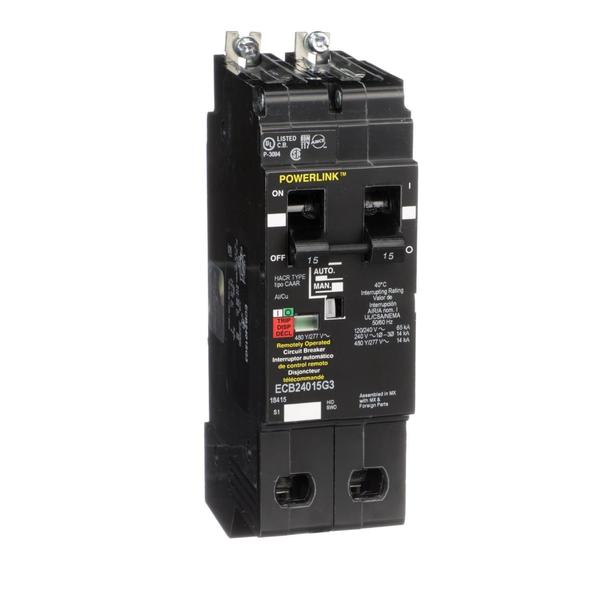 MOLDED CASE CIRCUIT BREAKER 480V 15AMP, 15 A, 480Y/277V AC, 2 Pole, Bolt-On Mounting Style