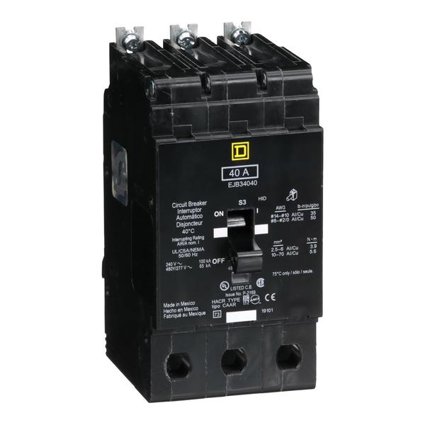 E-Frame Brkr 40A, 3P, 480Y/277V, 65/100k, 40 A, 480Y/277V AC, 3 Pole, Bolt-On Mounting Style
