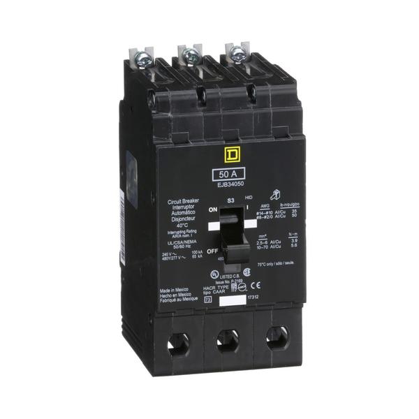 E Frame, circuit breaker, 50 A, 3 pole, , 50 A, 480Y/277V AC, 3 Pole, Bolt-On Mounting Style, EJB Series