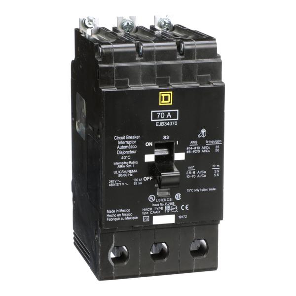 E-Frame Brkr 70A, 3P, 480Y/277V, 65/100k, 70 A, 480Y/277V AC, 3 Pole, Bolt-On Mounting Style