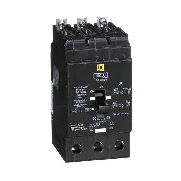 E Frame, circuit Brkr, 100 A, 3 pole, 48, 100 A, 480Y/277V AC, 3 Pole, Bolt-On Mounting Style