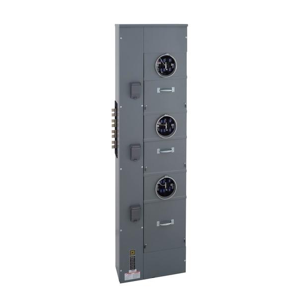 EZ Meter Pak, meter center, 3 ringed soc, 225 A Amps, 208Y/120 V AC || 240/120 V delta AC