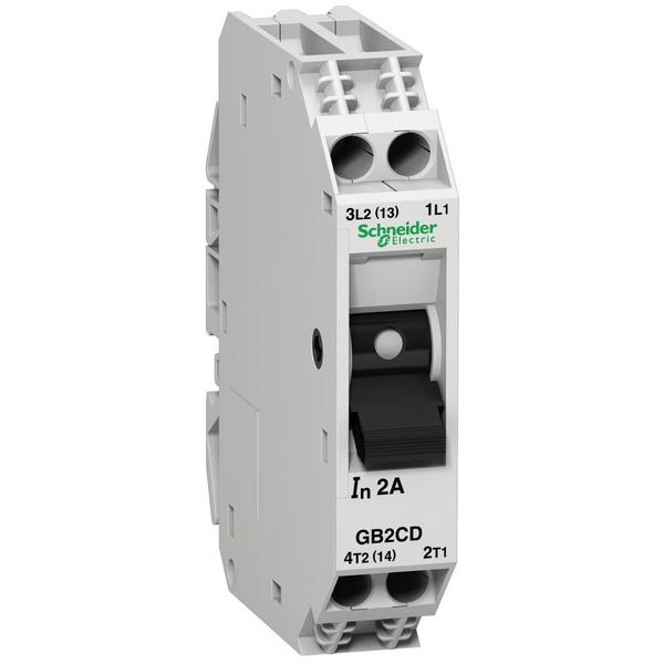 TeSys GB2 thermal magnetic circuit prote, 2 A, 250/277V AC, 1 Pole, Clips Mounting Style, GB2 Series