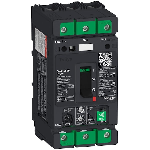 Motor circuit breaker, TeSys GV4, 3P, 80, 80 A, 690V AC per IEC 60947-2, 600Y/347V AC per UL 489