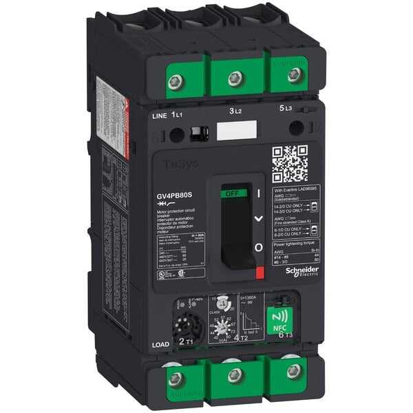 Motor circuit breaker, TeSys GV4, 3P, 80, 80 A, 690V AC per IEC 60947-2, 600Y/347V AC per UL 489