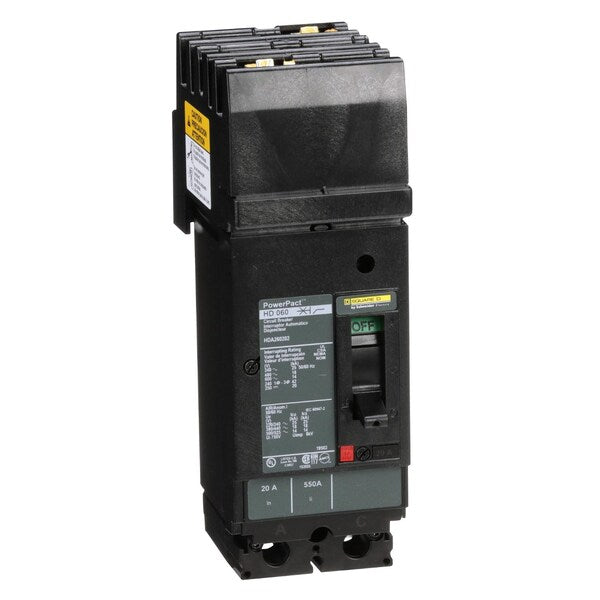 Circuit breaker, PowerPact H, I Line, th, 20 A, 690V AC, 2 Pole, I-Line Bracket Mounting Style