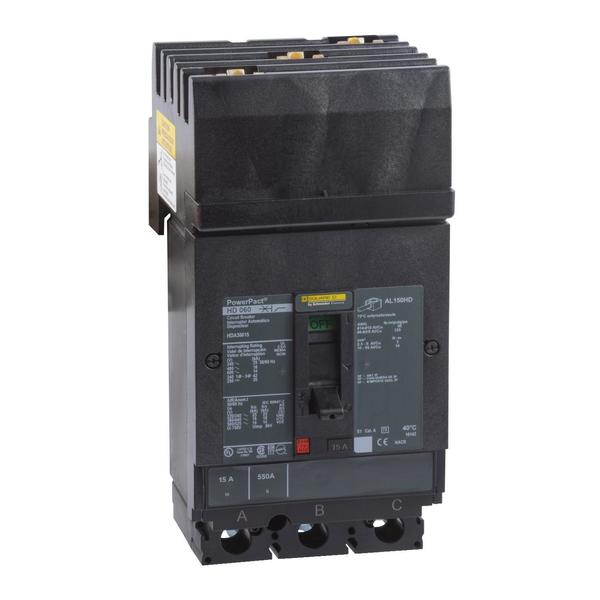 Circuit breaker, PowerPact H, I Line, th, 15 A, 690V AC, 3 Pole, I-Line Bracket Mounting Style