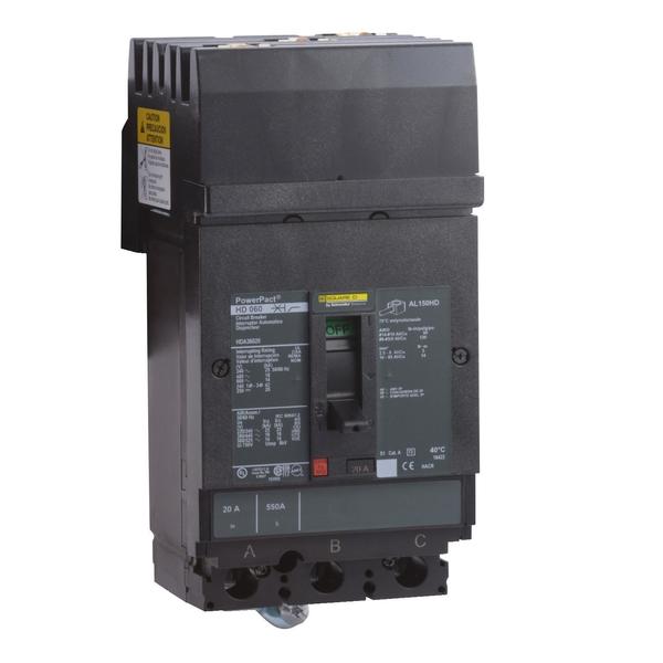 Circuit breaker, PowerPact H, I Line, th, 25 A, 690V AC, 3 Pole, I-Line Bracket Mounting Style