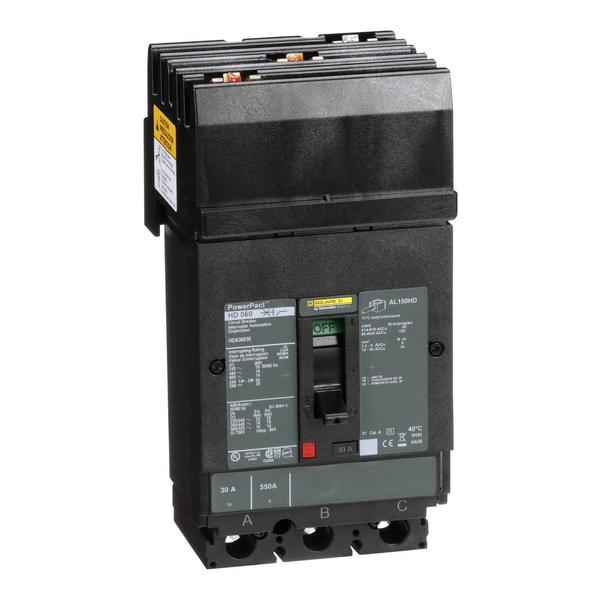 Circuit breaker, PowerPact H, I Line, th, 30 A, 690V AC, 3 Pole, I-Line Bracket Mounting Style