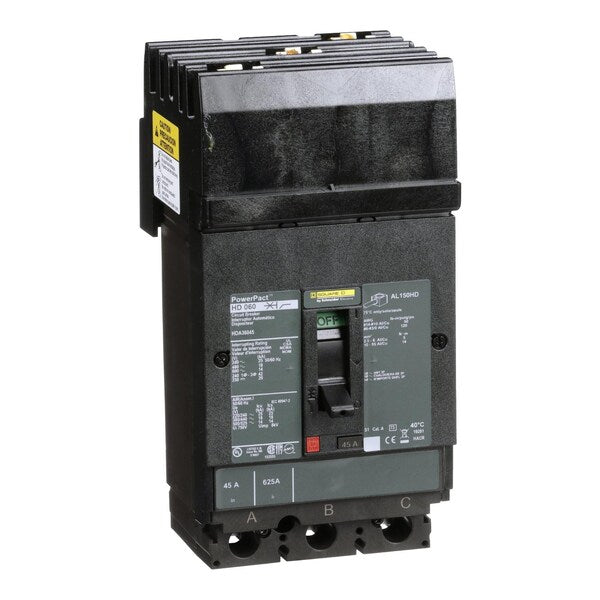 Circuit breaker, PowerPact H, I Line, th, 45 A, 690V AC, 3 Pole, I-Line Bracket Mounting Style