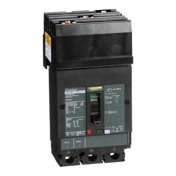 Circuit breaker, PowerPact H, I Line, th, 50 A, 690V AC, 3 Pole, I-Line Bracket Mounting Style