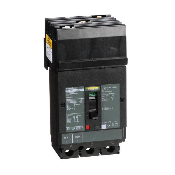 Circuit breaker, PowerPact H, I Line, th, 70 A, 690V AC, 3 Pole, I-Line Bracket Mounting Style