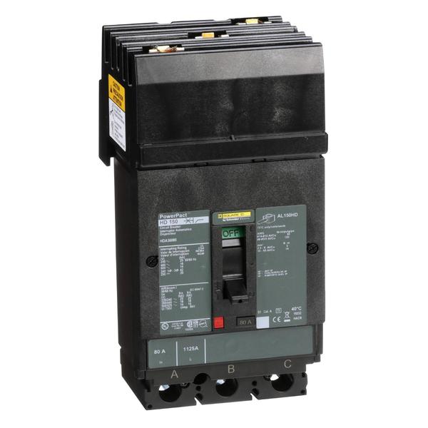 Circuit breaker, PowerPact H, I Line, th, 80 A, 690V AC, 3 Pole, I-Line Bracket Mounting Style