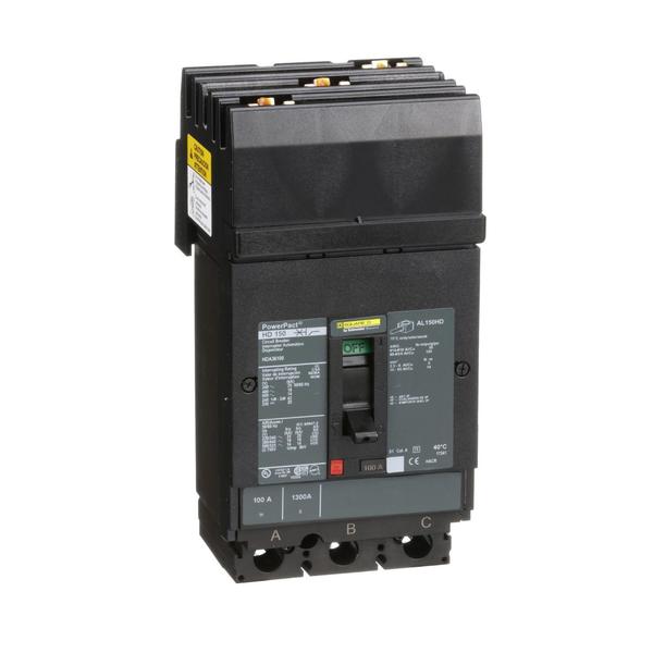 Circuit breaker, PowerPact H, I Line, th, 100 A, 690V AC, 3 Pole, I-Line Bracket Mounting Style