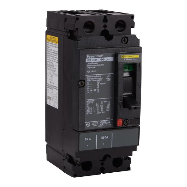 Circuit breaker, PowerPact H, thermal ma, 125 A, 690V AC, 2 Pole, Unit Mount Busbar Mounting Style