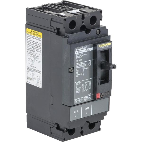 Circuit Brkr, PowerPact H, thermal magne, 45 A, 690V AC, 2 Pole, Unit Mount Lug Mounting Style