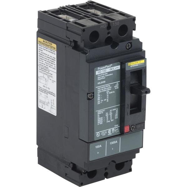 Circuit Brkr, PowerPact H, thermal magne, 90 A, 690V AC, 2 Pole, Unit Mount Lug Mounting Style
