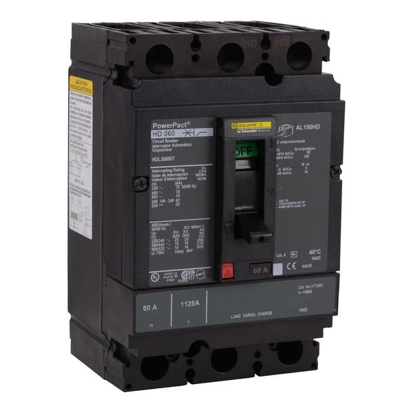 Circuit breaker, PowerPact H, Micrologic, 60 A, 690V AC, 3 Pole, Unit Mount Lug Mounting Style