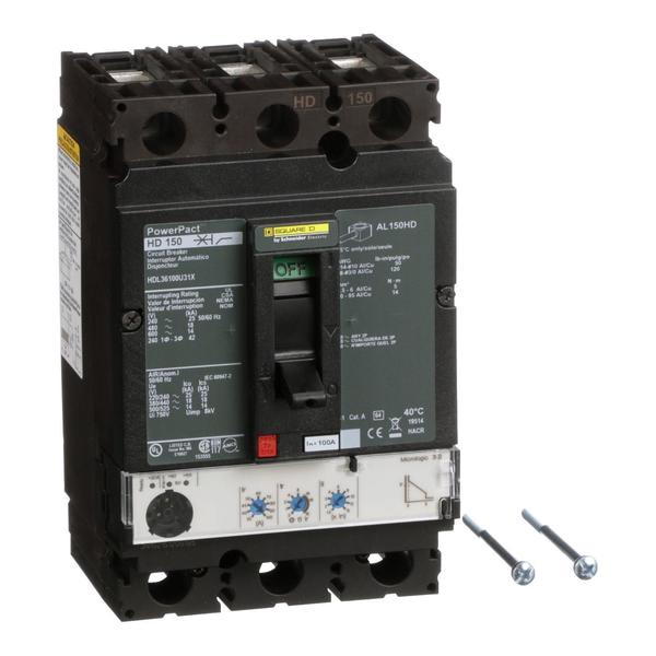 Circuit breaker, PowerPact H, Micrologic, 100 A, 690V AC, 3 Pole, Unit Mount Lug Mounting Style