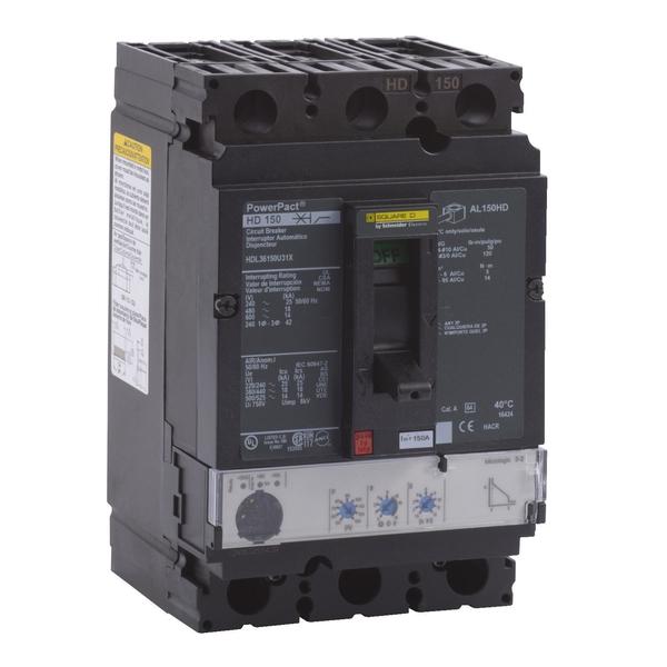 Circuit breaker, PowerPact H, Micrologic, 150 A, 690V AC, 3 Pole, Unit Mount Lug Mounting Style