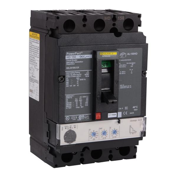 Circuit breaker, PowerPact H, Micrologic, 150 A, 690V AC, 3 Pole, Unit Mount Lug Mounting Style