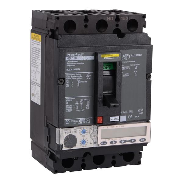 Circuit breaker, PowerPact H, Micrologic, 150 A, 690V AC, 3 Pole, Unit Mount Lug Mounting Style