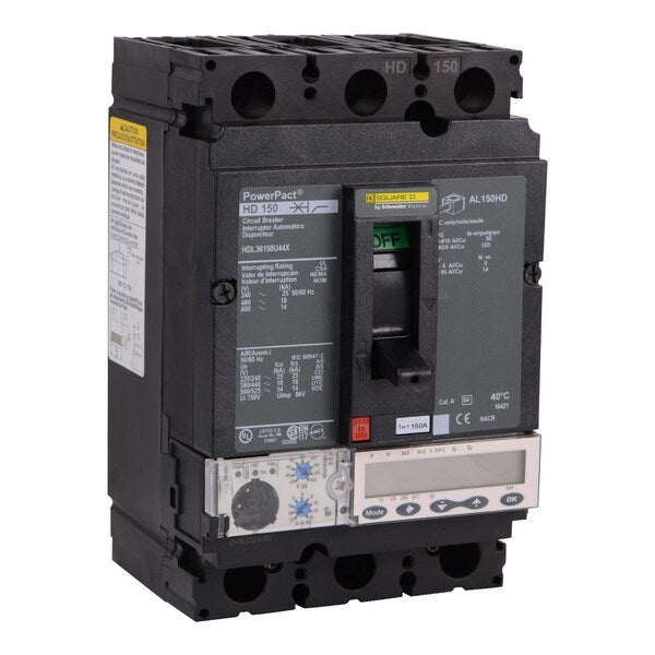 Circuit Brkr, PowerPact H, Micrologic 6., 150 A, 690V AC, 3 Pole, Unit Mount Lug Mounting Style