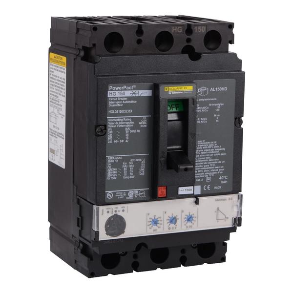 Circuit breaker, PowerPact H, Micrologic, 150 A, 690V AC, 3 Pole, Unit Mount Lug Mounting Style