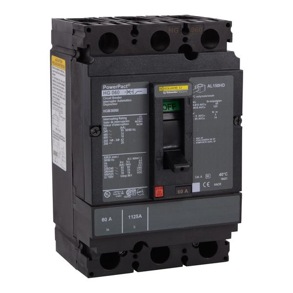 Circuit breaker, PowerPact H, thermal ma, 100 A, 690V AC, 3 Pole, Unit Mount Lug Mounting Style
