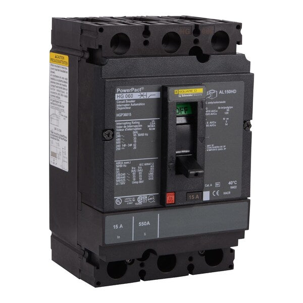 Circuit Brkr, PowerPact H, thermal magne, 50 A, 690V AC, 3 Pole, Unit Mount Lug Mounting Style