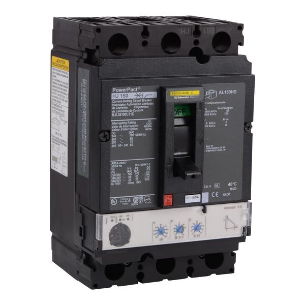 Circuit breaker, PowerPact H, Micrologic, 100 A, 690V AC, 3 Pole, Unit Mount Lug Mounting Style