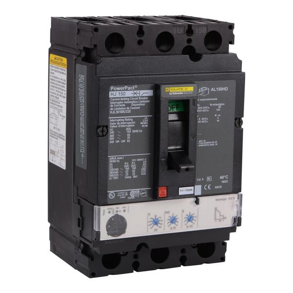 Circuit Brkr, PowerPact H, Micrologic 3., 100 A, 690V AC, 3 Pole, Unit Mount Lug Mounting Style