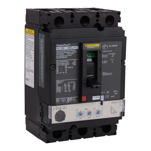 Circuit Brkr, PowerPact H, Micrologic 3., 150 A, 690V AC, 3 Pole, Unit Mount Lug Mounting Style