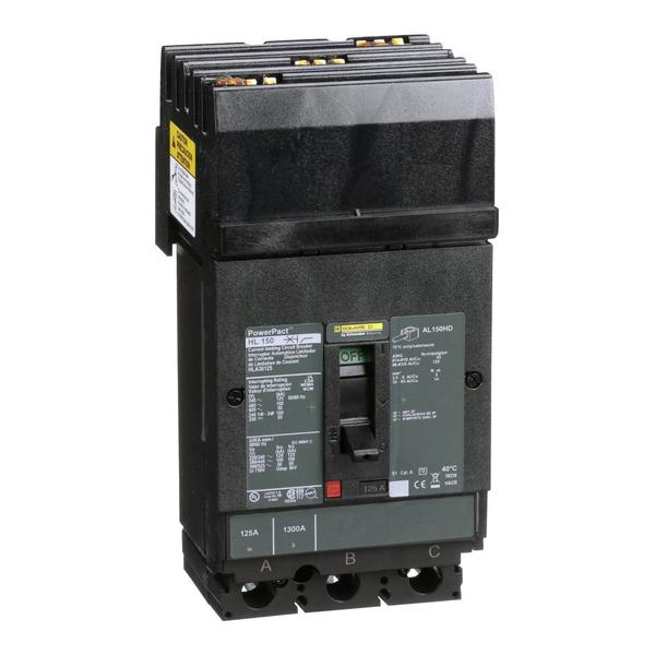 Circuit breaker, PowerPact H, I Line, th, 125 A, 690V AC, 3 Pole, I-Line Bracket Mounting Style